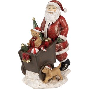 HAES DECO - Kerstman deco Figuur - Formaat 12x8x15 cm - Kleur Rood - Materiaal Polyresin - Kerst Figuur, Kerstdecoratie