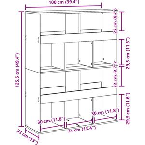 vidaXL - Boekenkast - 100x33x125,5 - cm - bewerkt - hout - wit