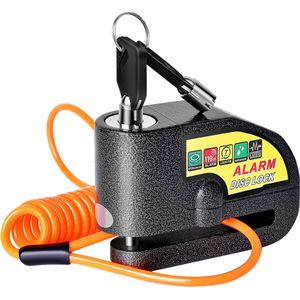 Schijfremslot met Alarm - Schijfremslot - Motorslot - Remschijfslot Alarm - Motor Alarm Sirene - Remschijfslot met 15M kabel & draagtas - voor motorfiets,fiets - Zwart