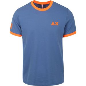 Sun68 - T-Shirt Big Stripe Blauw - Heren - Maat L - Modern-fit