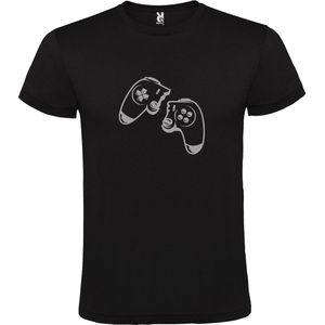 Zwart T-Shirt met “ Gebroken Game controller “ logo Zilver Size XXXL