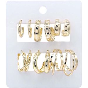 Oorbellen - Set met 6 Paar - Goudkleurig