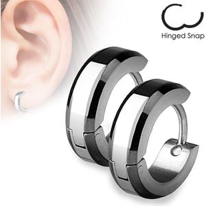 Oorbellen Beveled Hoop Ring Zwart ©LMPiercings