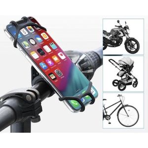 Universele Telefoonhouder Voor Fiets Stuur Elastieken / Motor / Kinderwagen - Bike Holder Elastic -Zwart