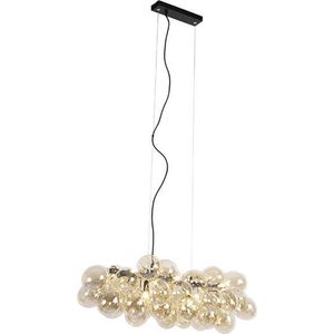 QAZQA uvas - Design Hanglamp eettafel - 8 lichts - L 800 mm - Zwart Goud - Woonkamer | Slaapkamer