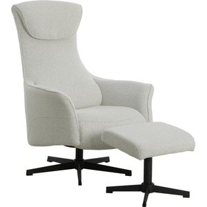 Giga Meubel Relaxfauteuil Katie - Off White Stof - Met Voetenbankje