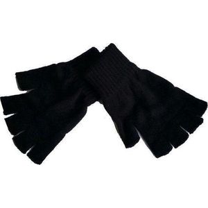 Vingerloze verkleed handschoenen voor volwassenen - zwart - Unisex - Gebreid - '80s / jaren 80 - zwart handschoen zonder vingers - Voor dames en heren
