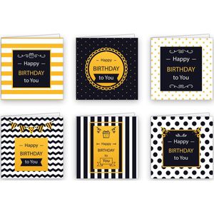 Verjaardagskaarten - Set van 12 x gevouwen verjaardagskaart - 14 cm x 14 cm - Inclusief envelop