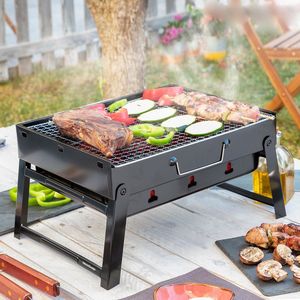 Opvouwbare barbecuegrill - draagbaar - voor gebruik met houtskoolbarbecue