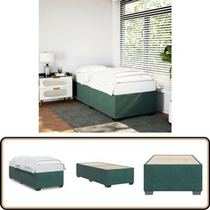 vidaXL Bedframe zonder matras 100x200 cm fluweel donkergroen