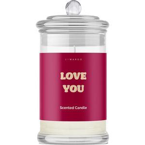 Moederdag Cadeautje - Romantisch Kaarsen Cadeau - By Maroo Geurkaars in Glas met Tekst - Love You - Liefdes Cadeau - Geschenkset vrouwen, moeder, mama, vriendin - Jubileum - Verjaardag - Happy Birthday
