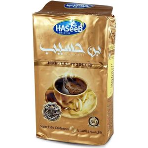 Haseeb Turkse Arabische Koffie 500 gr. - Medium Gebrande Koffie met Extra Kardemom - Medium Roasted Coffee with Extra Cardamom - 100% Pure Products
