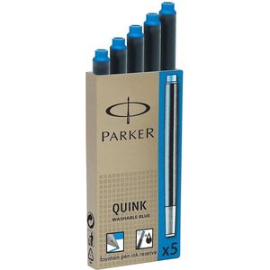 Parker Inktpatronen - Penvulling -wasbare blauwe inktcartridge, Koningsblauw - 5 x 5 pakketten (25 stuks)