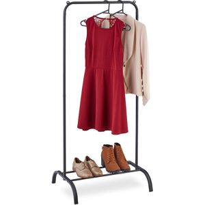 Relaxdays kledingrek staal - met opbergruimte - garderoberek - 1 roede - diverse kleuren - zwart