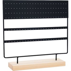 Allernieuwste.nl® 144 gaten Oorbellenrek XXL Sieradenrekje Oorbellen Display Sieraden Rek Organizer - Voor 144 Oorbellen - HOUTEN VOET - 6 Verdiepingen - 30 x 29 x 7 cm M190 - Kleur ZWART