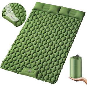 Camping isomat, zelfopblazend met voetdrukpomp, outdoor opblaasbaar luchtmatras, ultralichte isomat, campingmatras, opvouwbare slaapmat met kussen voor buiten