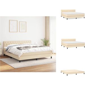 vidaXL Boxspringbed SlaapComfort - 160x200 cm - Pocketvering - Crème - Duurzaam - Verstelbaar hoofdbord - Middelharde ondersteuning - Huidvriendelijk - Inclusief montagehandleiding - Bed