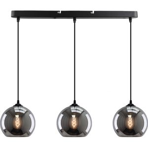 Olucia Giada - Design Hanglamp - 3L - Aluminium/Glas - Grijs;Zwart - Rechthoek