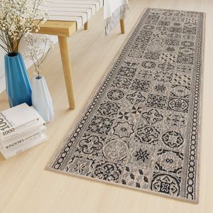 Tapiso Melissa Loper Laagpolig Bruin Mozaiek Indoor Outdoor Vloerkleed Maat- 70x1350