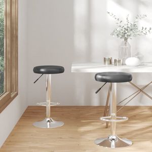 vidaXL Barstoelen - Set van 2 - Kunstleer - Zwart Barstühlen - Barkrukken - Keukenstoelen - Eetkamerstoelen - Zwarte Stoelen