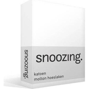 Snoozing - Katoen - Molton - Hoeslaken - Eenpersoons - 100x200 cm - Wit
