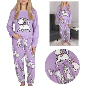 DISNEY Marie Cat damespyjama fleece, warm, lange mouwen, paars