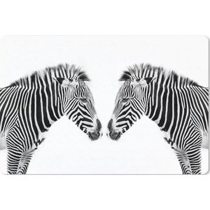 Bureau mat - Spiegelende zebra op witte achtergrond - 60x40