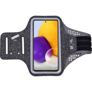 Hoesje Geschikt voor Samsung Galaxy A72 hardloop telefoonhouder – armband - sportband - van stof - Zwart