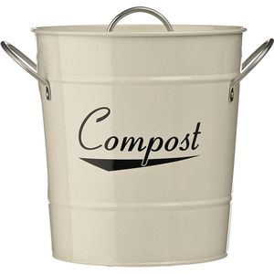 Compostbak Crème 21x19x19 cm - Duurzaam Keukenaccessoire voor Je Huis