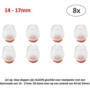 8x Ronde Stoelpoot Doppen Beschermers voor ronde stoelpoten van 14 - 17 mm - Omtrek 44 tot 53mm - Beschermdoppen Stoel Doppen - Vilten Insteekdop - 8 stuks