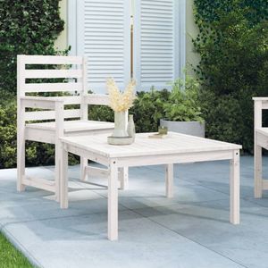 The Living Store Tuintafel 82,5x82,5x45 cm massief grenenhout wit - Houten Tuintafel - Tuinset - Tuinmeubilair - Buitentafel - Granenhout