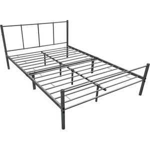 In And OutdoorMatch Metalen Bedframe Randy - Incl. Bedbodem - 140x200 cm - Donkergrijs - Stalen frame gepoedercoat -