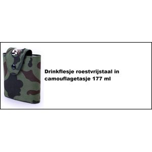 Drinkflesje roestvrijstaal in camouflagetasje - Drink fles drank festival thema feest fun camouflage