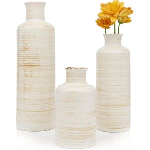 Set van 3 vazen, rustieke stijl, decoratie woonkamer, vaas, beige, bloemenvaas, modern, kleine vazen, decoratie, kamerdecoratie, slaapkamer, vazen, decoratie, esthetische kamerdecoratie