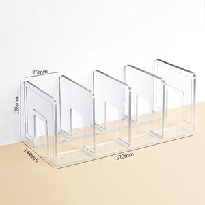 Duidelijke Transparante Boekensteunen - Eenvoudige Stijl, 4 Compartimenten - Acryl Materiaal - Voor Kantoor en Klaslokaal