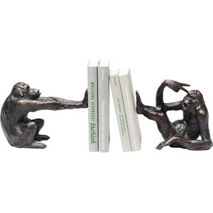 Monkey Design boekensteunhouder, set van 2, boekenhouder als aapmotief, accessoire, boekensteunhouder, zwart, 17 x 20 x 10 cm