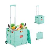 Relaxdays boodschappentrolley - tot 35 kg - 50 liter - met deksel - wielen- turquoise