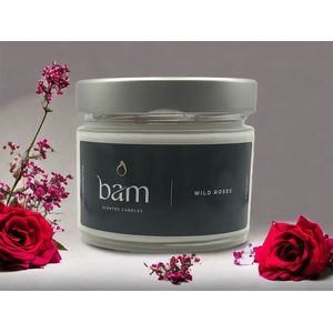 BAM kaarsen - geurkaarsen wilde rozen - 60 branduren per kaars - op basis van zonnebloemwas - cadeau - vegan - wild roses