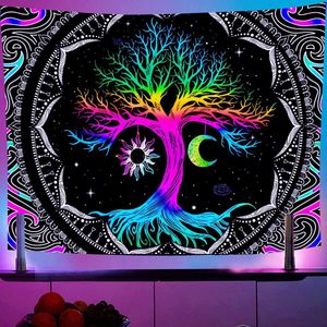Goodivery ® Betoverende Fluorescerende Boom des Levens Wandtapijt met UV Reflectie voor Slaapkamer en Woondecoratie