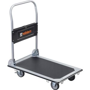 Inklapbare Meister Platformwagen - tot 150 kg draagkracht - parkeerrem en zwenkwielen - pakketwagen met antislipcoating - van staal hand truck