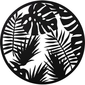 Wandecoratie tropical leaf rond