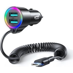 Joyroom Autolader Oplader USB-C & USB-A Snellader - 17W (1.5m) [Triple Fast Car Charger]