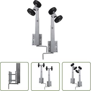 The Living Store Dubbele Rolbeugelsteunen - Boottrailers - 12.3 x 3.3 cm - Staal - 59-84 cm