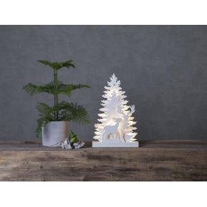 Star Trading Lichtdecoratie winter kerst - bomen & dieren - B 28 cm - H 44 cm - wit - 10 LEDs