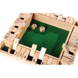 Shut the box de luxe - bordspel - 4 spelers - inclusief 2 houten dobbelstenen 29 x 29 cm
