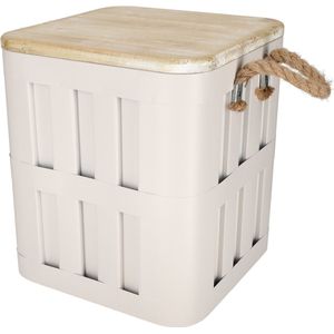 JENS Living opbergbox Daan - Metalen opbergbox poef - 70kg belastbaar - 30 x 30 x 34,5 cm - Grijs