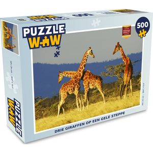 Puzzel Drie giraffen op een gele steppe - Legpuzzel - Puzzel 500 stukjes