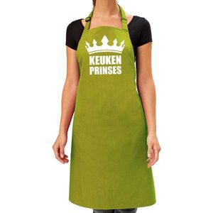 Keuken Prinses barbeque schort / keukenschort lime groen voor dames - bbq schorten