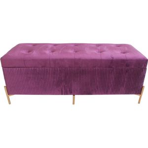 Foot-of-bed Bench DKD Home Decor Paars Polyester MDF Bordeaux Glamour (115 x 40 x 45 cm)