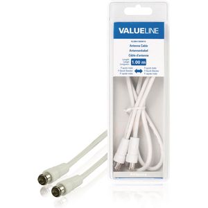 Valueline VLSB41300W10 Antennekabel F-quick Mannelijk - F-quick Mannelijk 1,00 M Wit